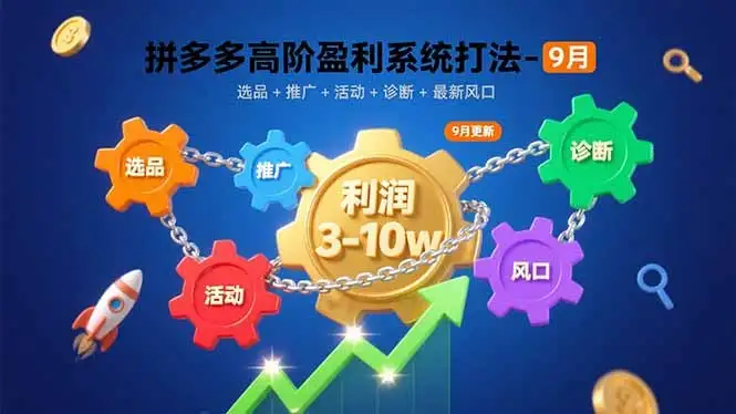 拼多多年费会员 高阶盈利系统打法-9月:选品+推广+活动+诊断+最新风口,月利润3-10w-优优云创网 拼多多年费会员 高阶盈利系统打法-9月:选品+推广+活动+诊断+最新风口,月利润3-10w-优优云创网