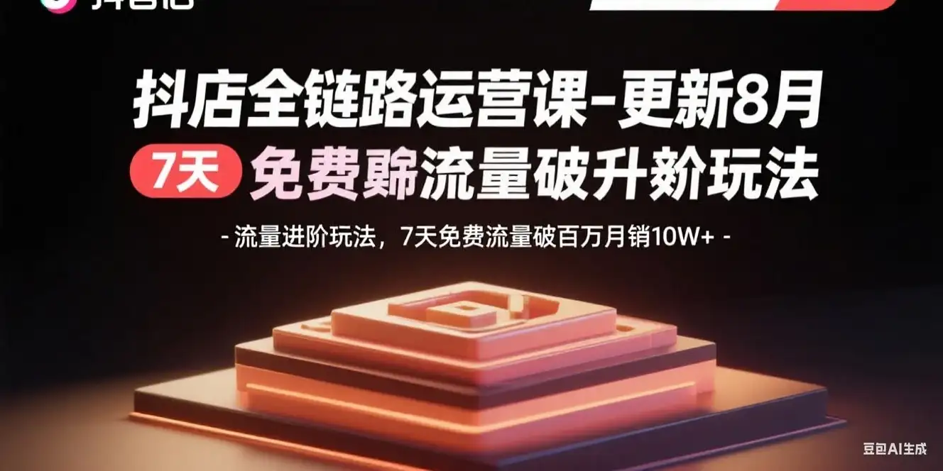 【精】抖店全链路运营课-更新8月:流量进阶玩法,7天免费流量破百万月销10W+-优优云创网 【精】抖店全链路运营课-更新8月:流量进阶玩法,7天免费流量破百万月销10W+-优优云创网