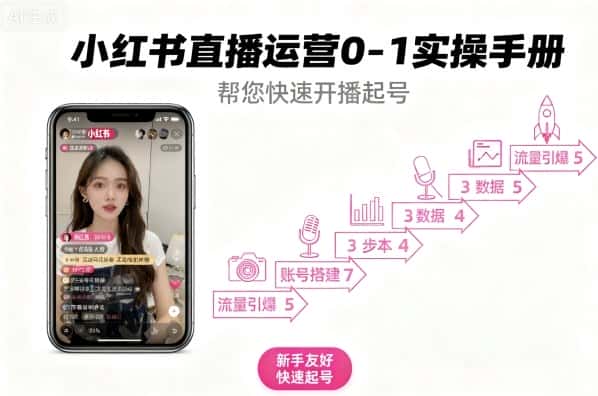 小红书直播运营0-1实操手册,帮您快速开播起号