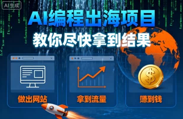AI编程出海项目,教你尽快拿到结果-做出网站、拿到流量、賺到钱