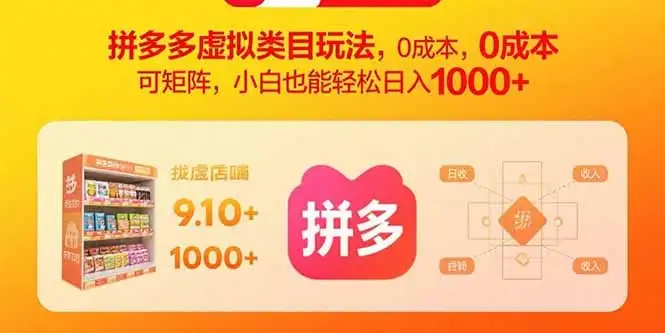 拼多多虚拟类目玩法,0成本,可矩阵,小白也能轻松日入1000+-优优云创网 拼多多虚拟类目玩法,0成本,可矩阵,小白也能轻松日入1000+-优优云创网
