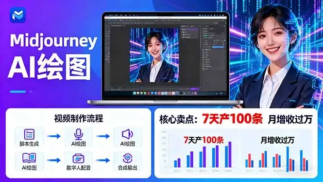 AI绘图照片开口说话视频制作:Midjourney+数字人,7天产100条月增收过万-优优云创网 AI绘图照片开口说话视频制作:Midjourney+数字人,7天产100条月增收过万-优优云创网