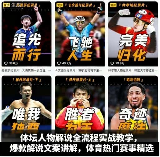 体坛人物解说全流程实战教学,爆款解说文案讲解,体育热门赛事精选