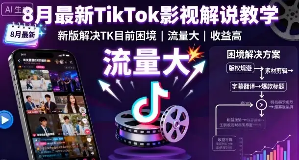 【精】8月最新TikTok影视解说教学,新版解决TK目前困境,流量大,收益高-优优云创网 【精】8月最新TikTok影视解说教学,新版解决TK目前困境,流量大,收益高-优优云创网