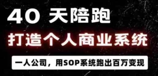 40天陪跑打造个人商业系统,一人公司,用SOP系统跑出百W变现