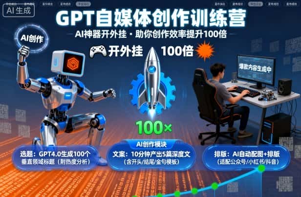 【精】GPT自媒体创作训练营:AI神器开外挂,助你创作效率提升100倍-优优云创网 【精】GPT自媒体创作训练营:AI神器开外挂,助你创作效率提升100倍-优优云创网