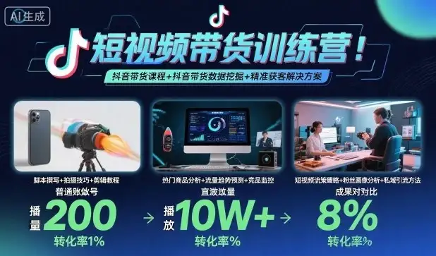 【精】短视频带货训练营,抖音带货课程+抖音带货数据挖掘+精准获客解决方案-优优云创网 【精】短视频带货训练营,抖音带货课程+抖音带货数据挖掘+精准获客解决方案-优优云创网