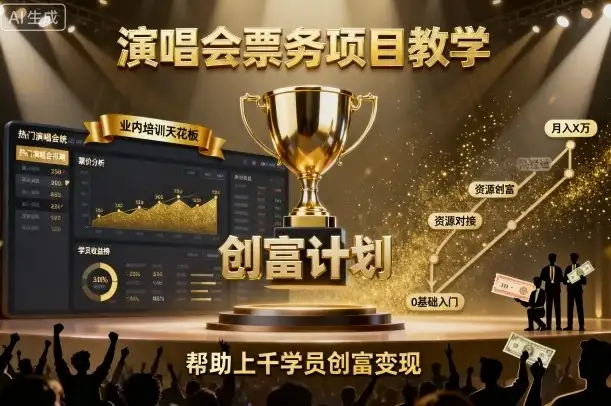演唱会票务项目教学,业内培训天花板,帮助上千学员创富变现(更新)-优优云创网 演唱会票务项目教学,业内培训天花板,帮助上千学员创富变现(更新)-优优云创网