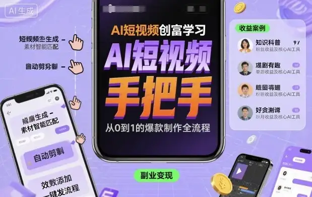【精】AI短视频创富学习,手把手教会你制作AI短视频-优优云创网 【精】AI短视频创富学习,手把手教会你制作AI短视频-优优云创网