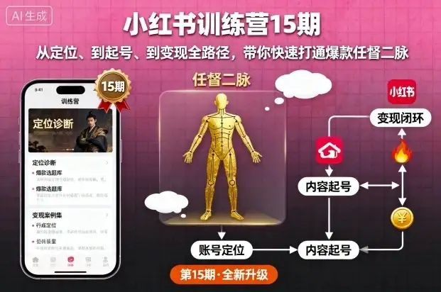 【精】小红书训练营15期,从定位、到起号、到变现全路径,带你快速打通爆款任督二脉-优优云创网 【精】小红书训练营15期,从定位、到起号、到变现全路径,带你快速打通爆款任督二脉-优优云创网