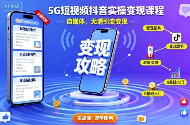 【精】5G短视频抖音实操变现课程,自媒体,无谓引流变现-优优云创网 【精】5G短视频抖音实操变现课程,自媒体,无谓引流变现-优优云创网