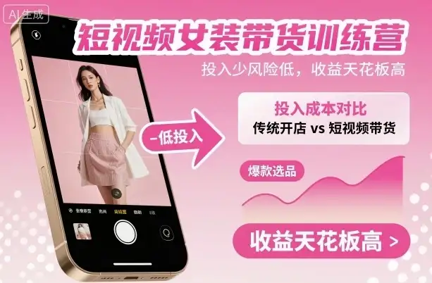 短视频女装带货训练营,投入少风险低,收益天花板高-优优云创网 短视频女装带货训练营,投入少风险低,收益天花板高-优优云创网