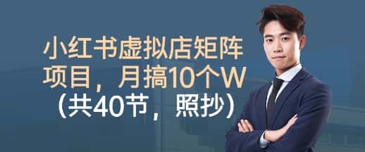 小红书虚拟店矩阵项目,照抄照做,月搞1W+(共40节)