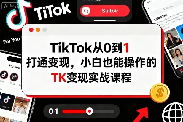 TikTok从0到1打通变现,小白也能操作的TK变现实战课程-优优云创网 TikTok从0到1打通变现,小白也能操作的TK变现实战课程-优优云创网