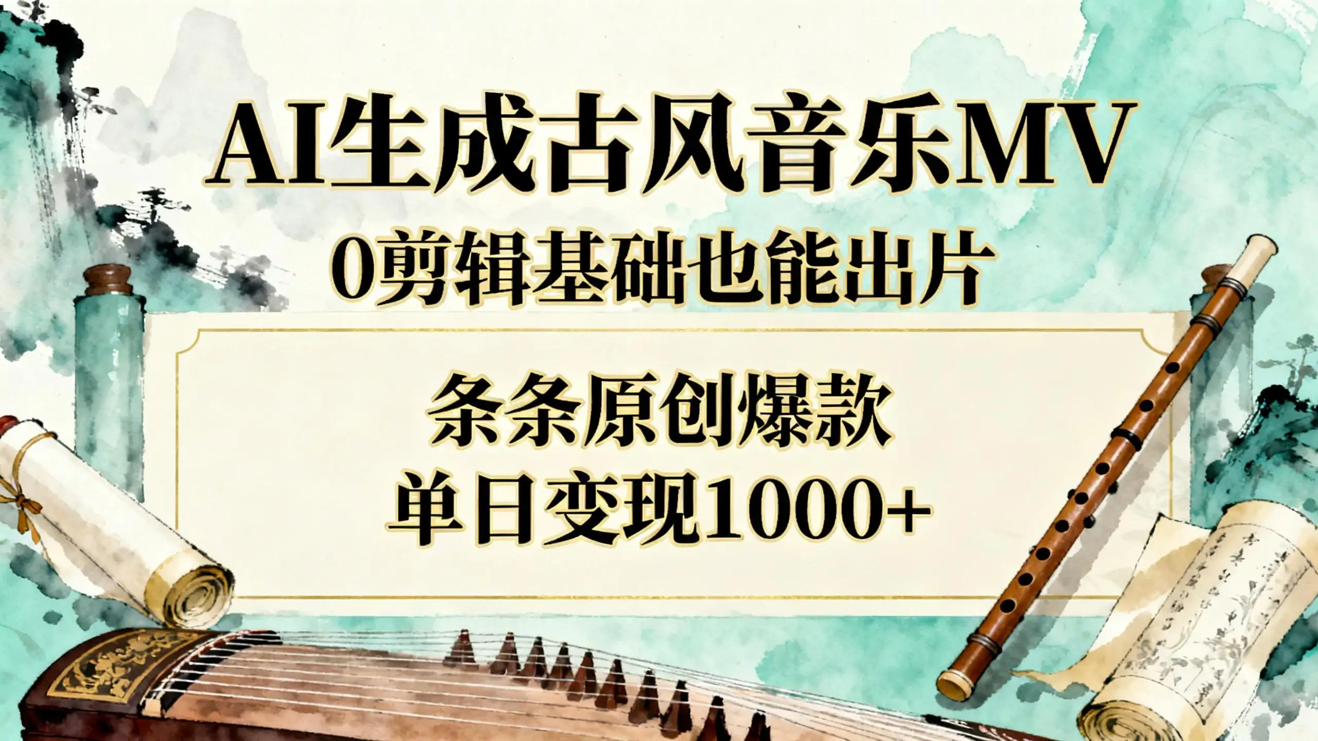 AI生成古风音乐MV,0剪辑基础也能出片,条条原创爆款,单日变现1000+-优优云创网 AI生成古风音乐MV,0剪辑基础也能出片,条条原创爆款,单日变现1000+-优优云创网