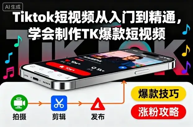 【精】Tiktok短视频从入门到精通,学会制作TK爆款短视频-优优云创网 【精】Tiktok短视频从入门到精通,学会制作TK爆款短视频-优优云创网