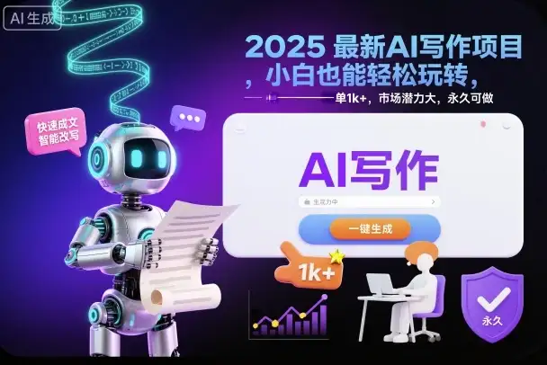 2025最新AI写作项目,小白也能轻松玩转,一单1k+,市场潜力大,永久可做-优优云创网 2025最新AI写作项目,小白也能轻松玩转,一单1k+,市场潜力大,永久可做-优优云创网