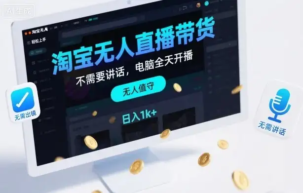 淘宝无人直播带货,不需要出镜,不需要讲话,电脑全天开播,轻松上手,日入1k+【揭秘】-优优云创网 淘宝无人直播带货,不需要出镜,不需要讲话,电脑全天开播,轻松上手,日入1k+【揭秘】-优优云创网