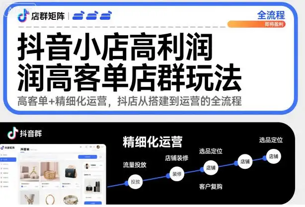【精】抖音小店高利润高客单店群玩法,高客单+精细化运营,抖店从搭建到运营的全流程-优优云创网 【精】抖音小店高利润高客单店群玩法,高客单+精细化运营,抖店从搭建到运营的全流程-优优云创网