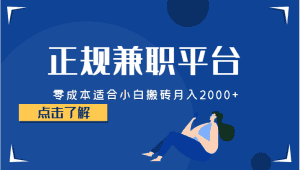 正规的兼职平台，零成本适合小白搬砖月入2000+-优优云创网