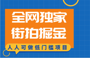 全网独家一街拍掘金，低门槛人人可做的赚钱项目-优优云创网