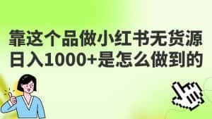 做小红书无货源,靠这个品日入1000是如何做到的?保姆级教学,超级蓝海赛道-优优云创网