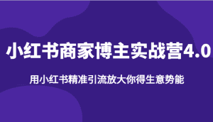 小红书商家博主实战营4.0,用小红书精准引流放大你得生意势能-优优云创网