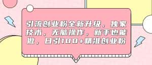引流创业粉全新升级，独家技术，无脑操作，新手也能做，日引100+精准创业粉-优优云创网