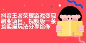 抖音王者荣耀游戏变现副业项目,视频版一条龙实操玩法分享给你-优优云创网