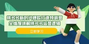 拼多多·新时代爆款打造特训营,全维度讲解拼多多运营逻辑(21节课)-优优云创网