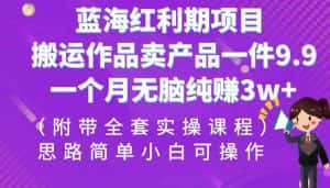 蓝海红利期项目，搬运作品卖产品一件9.9，一个月无脑纯赚3w+！（全套实操课程）-优优云创网