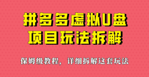 拼多多虚拟U盘项目，保姆级拆解，可多店操作，一天1000左右！-优优云创网