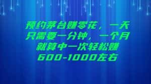预约茅台赚零花,一天只需要一分钟,一个月就算中一次轻松赚600-1000左右-优优云创网