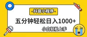 轻松日入1000+，抖音小程序最新思路，每天五分钟，适合0基础小白-优优云创网