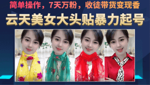 美女大头贴暴力起号教学，简单操作，AI秒出图，7天万粉，可收徒，可转带货-优优云创网