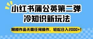 小红书蒲公英第二弹冷知识新玩法，照搬作品无需任何操作，轻松日入2000+！-优优云创网
