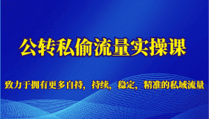 公转私偷流量实操课,致力于拥有更多自持,持续,稳定,精准的私域流量-优优云创网