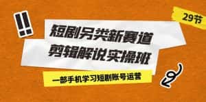 短剧另类新赛道剪辑解说实操班:一部手机学习短剧账号运营(29节 价值500)-优优云创网
