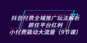 抖音付费全域推广玩法解析:抓住平台红利,小付费撬动大流量(9节课)-优优云创网