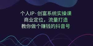 个人IP·创富系统实操课:商业定位,流量打造,教你做个赚钱的抖音号-优优云创网