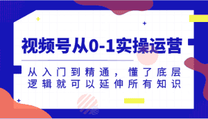 视频号从0-1实操运营,从入门到精通,懂了底层逻辑就可以延伸所有知识-优优云创网