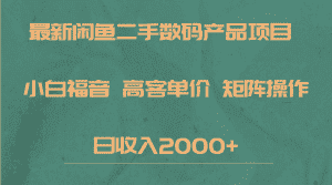 最新闲鱼二手数码赛道，小白福音，高客单价，矩阵操作，日收入2000+-优优云创网