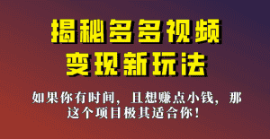 揭秘一天200多的，多多视频新玩法，新手小白也能快速上手的操作！-优优云创网