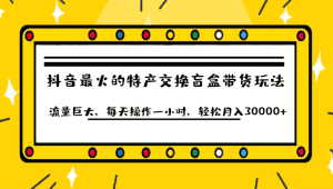 抖音目前最火的特产交换盲盒带货玩法流量巨大，每天操作一小时，轻松月入30000+-优优云创网