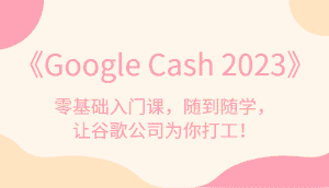 《Google Cash 2023》零基础入门课,随到随学,让谷歌公司为你打工!-优优云创网