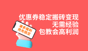 优惠券稳定搬砖变现，无需经验，高利润，详细操作教程！-优优云创网