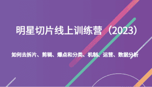 明星切片线上训练营（2023）如何去拆片、剪辑、爆点和分类、机制、运营、数据分析-优优云创网