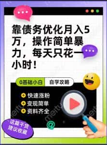 靠债务优化，月入5万，操作简单，多种变现方式，小白必入！-优优云创网