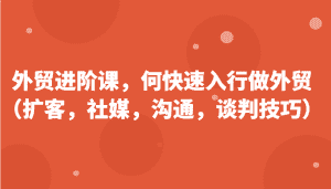 外贸进阶课，帮助你了解如何快速入行做外贸（扩客，社媒，沟通，谈判技巧）-优优云创网