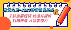变现·为王-2023短视频实战课 了解底层逻辑 找准并拆解对标账号 人物表现力-优优云创网
